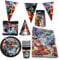 Party Factory `Justice League´ XXL-Set, 10 Becher, 10 Teller, 20 Servietten, 1 Tischdecke, 1 Wimpelkette, 10 Partyhüte und 10 Partytüten