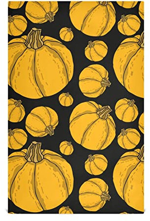 RPLIFE Toallas de cocina de Halloween con calabazas amarillas negras, 28 x 18 pulgadas, absorbentes, toallas de cocina impresas