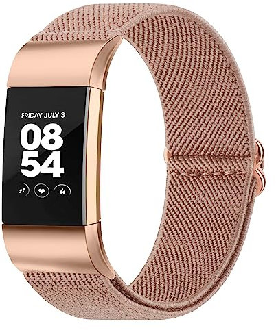 Oumida für Fitbit Charge 2 Armband für Damen Herren, Verstellbares Dehnbares Nylon Ersatz Armbänder NUR kompatibel mit Fitbit Charge 2 (Milchtee)