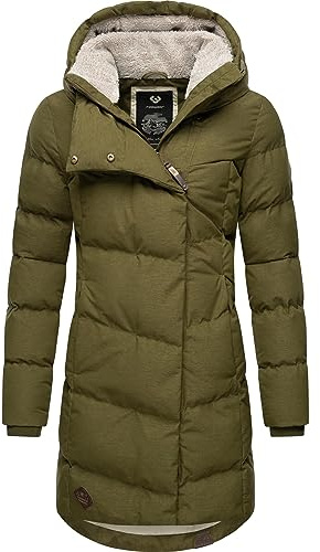 Ragwear Damen Wintermantel Pavla, wasserdichter Steppmantel, vegan | Länge: oberschenkellang | Wärmegrad 3 von 3 – wärmende Wattierung | wasserdicht & atmungsaktiv | Kapuze mit Fleecefutter