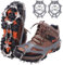 WIN.MAX Steigeisen Grödel Eisspikes, Schuhkrallen mit19 Edelstahl Zähne Spikes Schuhkrallen Grödeln Eisspikes für Klettern Bergsteigen Trekking High Altitude Winter Outdoor (Grau, M)