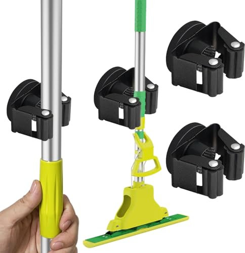 ULIBERMAGNET Magnetic Mop Broom Holder,Heavy Duty Movable Magnetic Broom Holder Rack,Anti-slip Wall Mounted Utility Storage Mop Shovel Hanger for Garage, Kitchen, Laundry, Garden