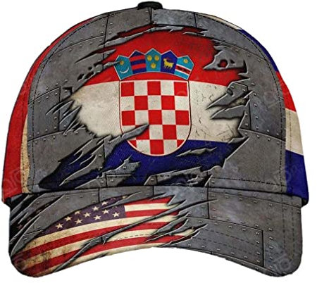 351 Kroatien Und Amerikanische Flaggen Baseballkappe Mode Distressed Basecap Leicht Abwaschbar Baseball Cap Trucker Kappe Für Kletter Wander Golf