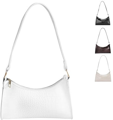 GoPaw UmhäNgetasche Mit Krokodilmuster, Krokodil-UmhäNgetasche, Handtasche Klein, Tasche Damen Klein, Kleine Taschen FüR Damen UmhäNgetasche Aus Krokodilleder (Weiß)