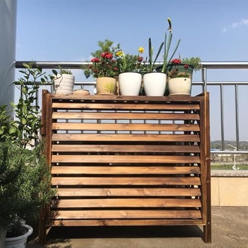 Exterior Cubre Aire Acondicionado Soporte de Flores de Madera Maciza Rack de Aire Acondicionado Exterior Decorativo Pantalla de Privacidad para Jardín Balcón Fácil de Instalar. ( Size : 86x35x80cm )