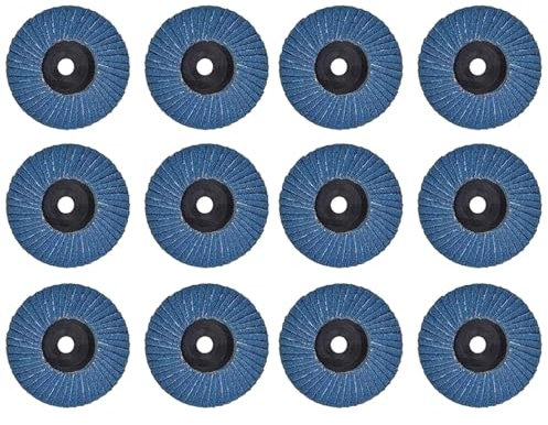 NIYATA 12 dischi lamellari, 75 mm, 120 grani, flap disc per metallo, acciaio, legno, disco abrasivo, mop flap disk, blu