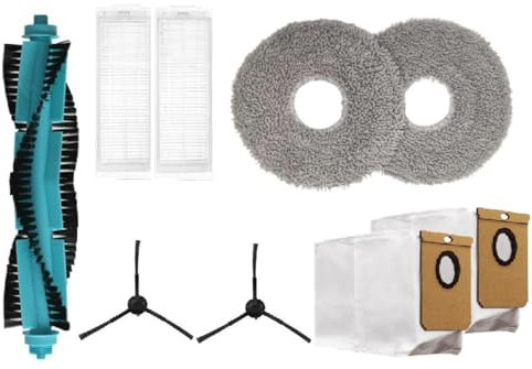 Retrobox® Recambios compatibles con Cecotec Conga 11090 / 11090X. Repuesto para Robots Aspirador: Cepillo Central, 2 Filtros, 2 Cepillos Laterales, 2 Mopas, 2 Bolsas