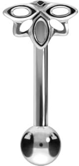 PIERCINGLINE Titan Banane mit Push Fit LOTUSBLÜTE Piercing Ohr Nase Silberfarben 1,2 x 8 mm