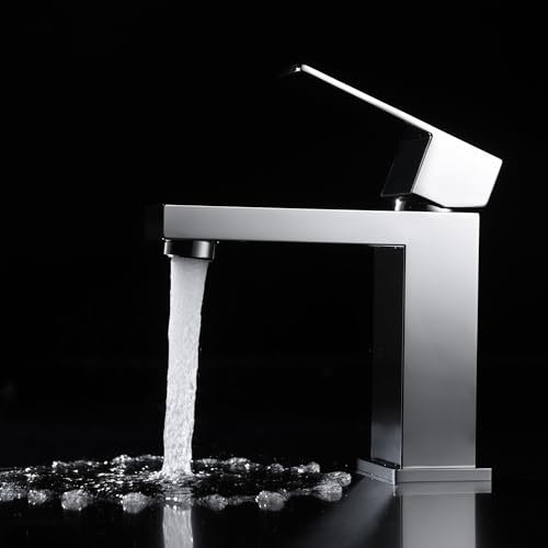 IMEX - Grifo Monomando Lavabo | Grifo Baño Mezclador Agua Fria y Caliente | Grifo para Baño Acero Inoxidable y Ahorro de Agua sobre Encimera | Serie Valencia | Color Cromado