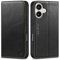SHIELDON Hülle für iPhone 16, Stoßfest Schuzhülle [Echtleder] [Kartenfach] [Standfunktion] [Verdicht TPU] Magnetisch Handyhülle Klapphülle Kompatibel mit iPhone 16 6,1 2024- Retro Schwarz
