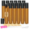12 Stück Roll on Glasflaschen für Ätherisches Öl, 10ml Roll on Flasche Leer mit Edelstahl-Ball, Braune Rollon Flaschen mit Öffner,Tropfer, Strohhalm, Etiketten für Ätherische Öle, Parfüm, Massage