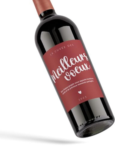 4 etiquetas adhesivas para personalizar con texto para botella de vino o champán Cuvée Mejores V?ux - Fiestas de fin de año - Año Nuevo - Regalo - Tamaño 9 x 12 cm