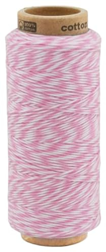 fuwi Baumwollkordel 1 mm - Baumwollschnur & Bäckergarn, 100 m zweifarbig - für Makramee, Geschenkband und Dekoration, 100% neue Baumwolle, matt und farbecht (1011 Weiß - Hellrosa)