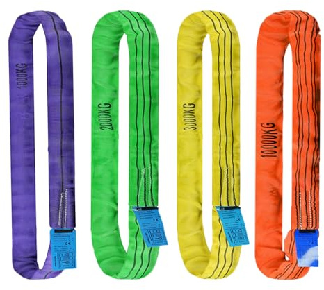 JIEYUGH Rundschlingen aus Polyester，Hebeband Hebebänder Kranschlingen，Rundschlingen Set，endlos mit Polyesterkern, für Kran Abschleppen(10T,1M)
