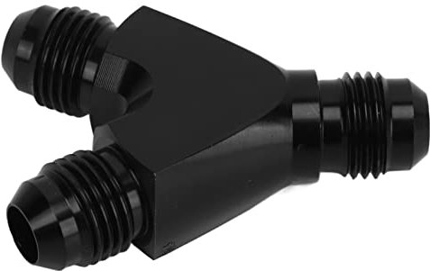 OUCRIY 2-Wege-Y-Verteiler für Ablaufschläuche, Kupplungsstück, Splitter, Schwarz Eloxierte Beschichtung, Auslaufsicher, Y-Adapter, Universelle Kraftstoffschläuche (6AN)