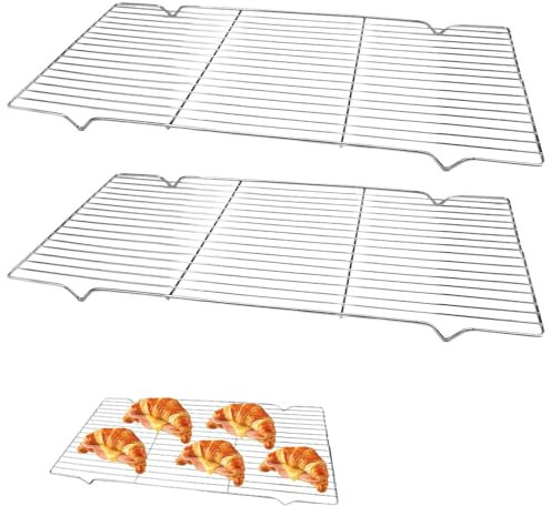 41x20 cm 2 Piezas Grande Rejilla para Enfriar Acero Pasteles Inoxidable Rectangular, Antiadherente Rejilla de Bastidores, Robusta Estantes de Enfriamiento Reposteria, para Bizcochos Galletas
