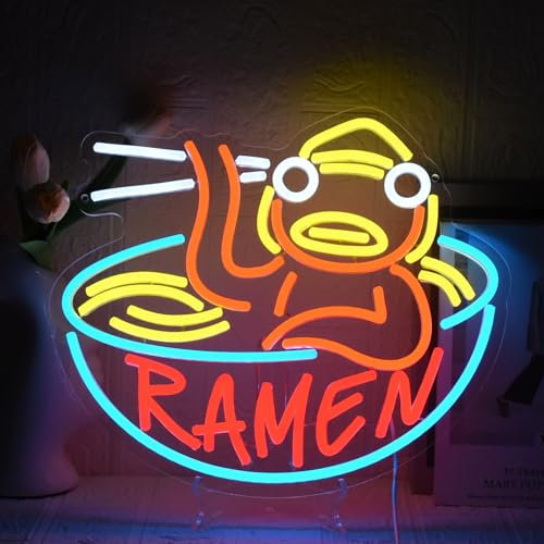 YUEYYNS Ramen Neon Schild Noodle Neonschilder Bunt Cartoon Nudel Led Neon Sign, USB Dimmbares Neon Licht Wanddekoration für Nudel Küche Restaurant Kneipe Heimclub Ladenschild Dekor