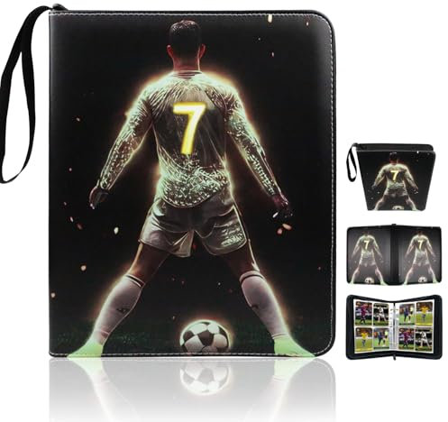Fussball karten sammelalbum, sammelkarten album, sammelalbum fußball karten, Football Card Collector Album, geeignet für die Sammlung und Handel, 100 Seiten können 400 Karten aufnehmen.