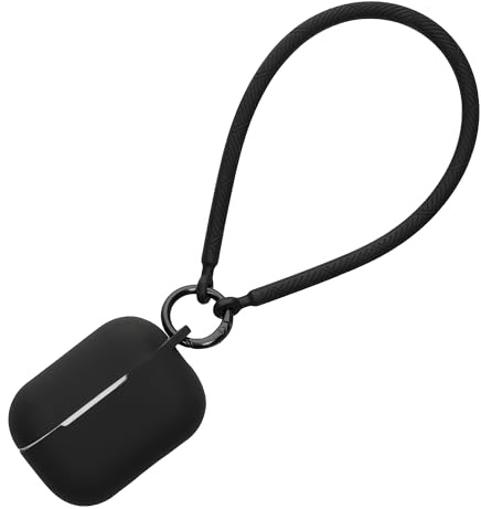 kwmobile Hülle kompatibel mit Apple Airpods Pro 2 Kopfhörer - Silikon Schutzhülle Etui Case Cover - mit Handschlaufe Schwarz