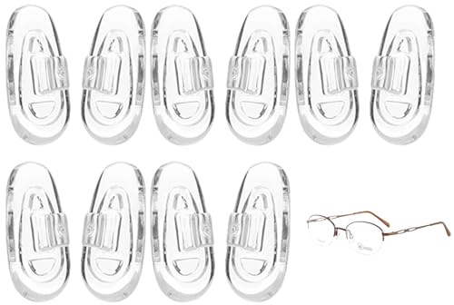 Glasses Nose Pads with Soft Silicone Anti-Slip Push Fit Design - 5 Pairs Clear Lightweight Repair Nose Support Cushions for Universal Fit on Wire Frame Sunglasses and Spectacles