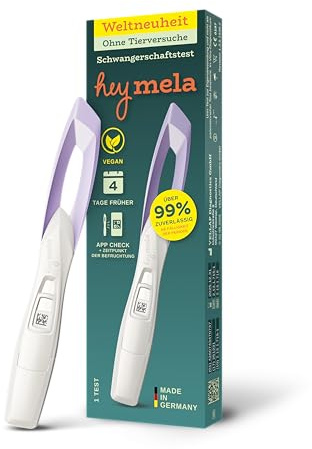hey mela Schwangerschaftstest, Vegan ohne Tierische Bestandteile, Frühtest, über 99% Zuverlässig, Made in Germany