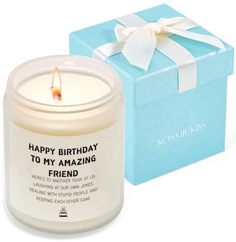 Kosmickiss Happy Birthday Gift for Women, Friendship Gifts Candle for Women | Lavender Scented Candle, Funny Best Friend Birthday Gift for Sisters, Bestie