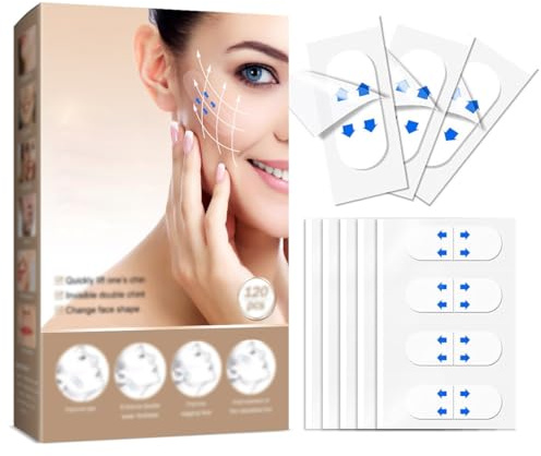 120 Stück Face Lifting Tape, Facelifting Aufkleber, Unsichtbares Face Lifttape Invisible, V-Förmiges Facelifting Tape Physikalisch, Geeignet zum Gesichtscontur Formung im Gesicht, am Hals