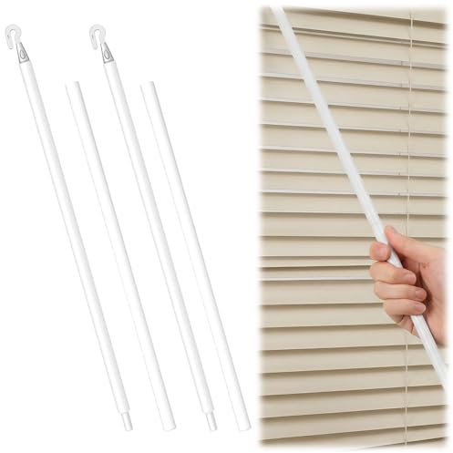 Thinp 2 Pcs Detachable Blind Rods 24 Inches Blind Wand Replacement with Hook White Plastic Blind Sticks to Open Blinds for Vertical Blinds Cordless Curtains & More