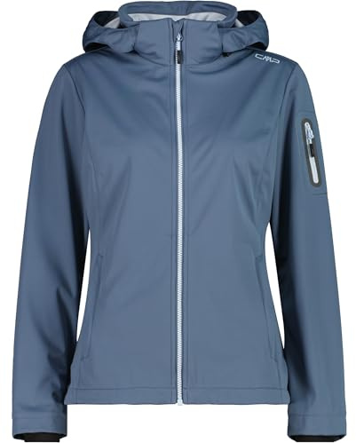 CMP Softshelljacke Melange mit Kapuze | Schutz vor Nässe, Schutz vor Wind, leichtes Tragegefühl, klein verstaubar