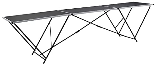 Molumvel Tavolo da tappezzeria pieghevole, 300 x 60 cm, tavolo multifunzione con righello, stabile tavolo da campeggio in MDF e alluminio, per lavori di bricolage, tappezzeria, giardino