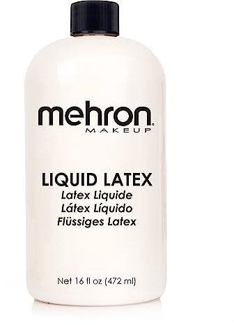 Mehron Make-up Liquid Latex Clear | SFX-Make-up | Latexkleber für die Haut | Prothesenkleber (470 ml)