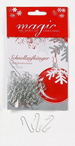 Inge-glas 50 Stück Christbaumkugel Aufhänger Metall Silber // S Hacken Schnellaufhänger Kugelaufhänger