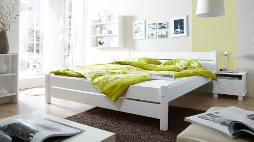 TiCAA Einzelbett Gästebett, Funktionsbett für Schlafzimmer, Kinderzimmer Kiefer massivholz Bettgestell 90 x 200