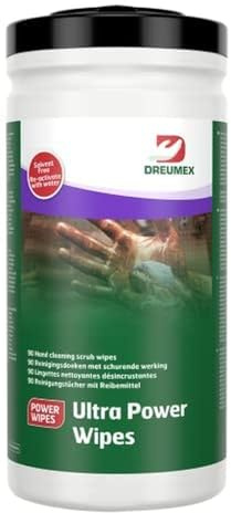 Dreumex Ultra Power Wipes - 1 Box x 90 Feuchttücher - Allzweckreiniger - Flächenreinigungstücher - Reinigungstuch mit Scheuerseite - Werkstatt Zubehör - Entfernt Fett, Schmutz, Öl & Farbe