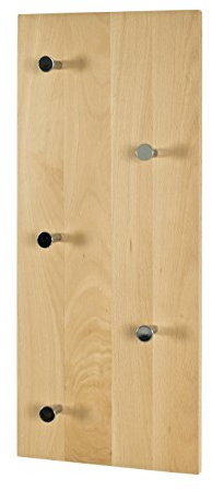 HAKU Möbel Wandgarderobe buche, chrom, Massivholz - Maße: B 60 cm x H 25 cm x T 6 cm, Style: Modern