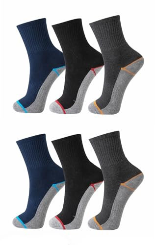 BestSale247 6 oder 12 Paar Herren Thermosocken Baumwolle Warme Dicke Winter Sport Ski Arbeitssocken Schwarz Vollfrottee Gr. 39-42 ; 43-46, 12 Paar | Farbmix, 39-42