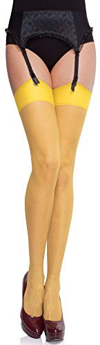 Merry Style Damen transparent Strapsstrümpfe MS 226 15 DEN (Canarinio, XS-S (32-38))