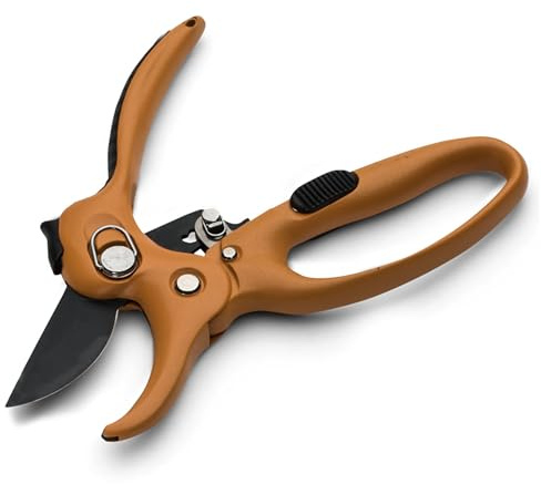 Ratchet Anvil Pruning Shears for Gardening - 5” Heavy Duty Ratcheting Garden Shears Clippers with Carbon Steel Blade for Weak Hands or Arthritis, Hand Pruners for Gardening Tools by Kings County Tools