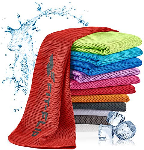Fit-Flip Kühlendes Handtuch - Ice Cooling Towel und mikrofaser Kühltuch – kühlende Handtücher für Nacken und Hals - Airflip cool Towel für Fitness und Sport - Kühlhandtuch (rot, 120x35cm)