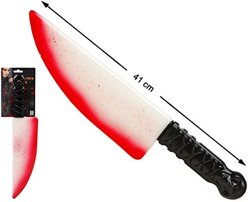 ATOSA cuchillo manchado de sangre 41 cm con efecto brillo en la oscuridad