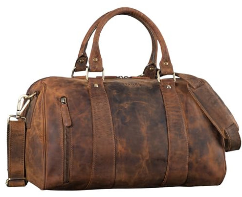 STILORD 'Keanu' Leder Weekender Herren kleine Vintage Reisetasche zum Umhängen Handgepäck Reisegepäck in Kabinengröße echtes Rindsleder, Farbe:mittel - braun