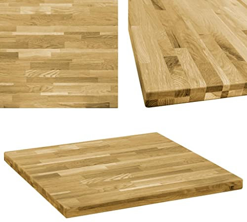 vidaXL Eichenholz Tischplatte 44mm 80x80cm Holzplatte für Couchtisch Esstisch