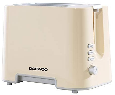 Daewoo Plastic Chrome Toaster, 2 Slice, Removable Crumb Tray, Browning Controls - Cream