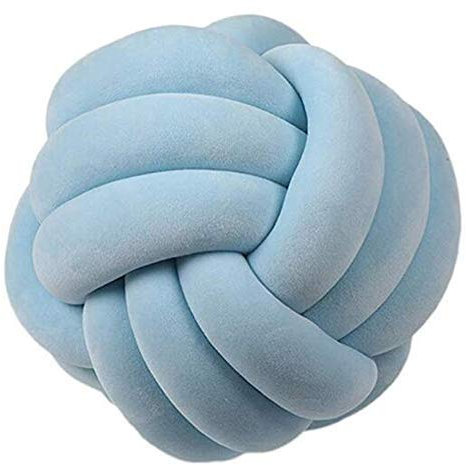 Hava Kolari Knot Kopfkissen Knotenkissen Plüsch Kissen Weiche Geknotetes Kissen Knoten Ball Kissen Dekor Bett Zimmer (20cm,Blau)
