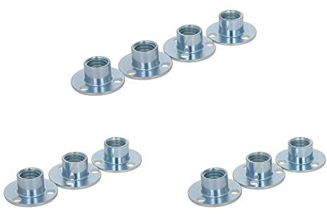 MroMax Dado a T M10 da 10 mm, 10 pezzi, a testa piatta, in acciaio al carbonio, con base rotonda a vite