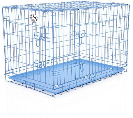 Cozy Pet Dog Cage 36 Blue (92cm) ABS Tray Folding Puppy Crate Cat Carrier Dog Crate DCP36BL