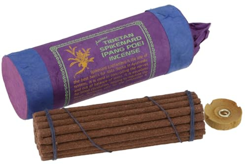 Tibetische Räucherstäbchen, 35 g, Weihrauch, Spikenard Incense | Wohltuender Duft für spirituelle Atmosphäre, Holzhalter inklusive, ideal für reinigende Rituale.