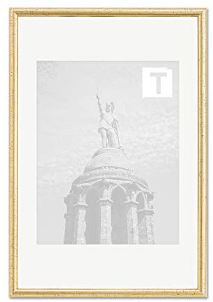 Echtholz-Bilderrahmen Pia Gold 23 x 70 cm Museumsglas 2mm rund schmal elegant massiv