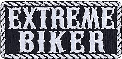 EXTREME BIKER Aufnäher Cruiser Aufbügler/Patch zum annähen/aufbügeln | Bügelbilder Motorrad Geschenk Applikation für Jacke/Weste/Jeans/Motorradkoffer | 95x45mm