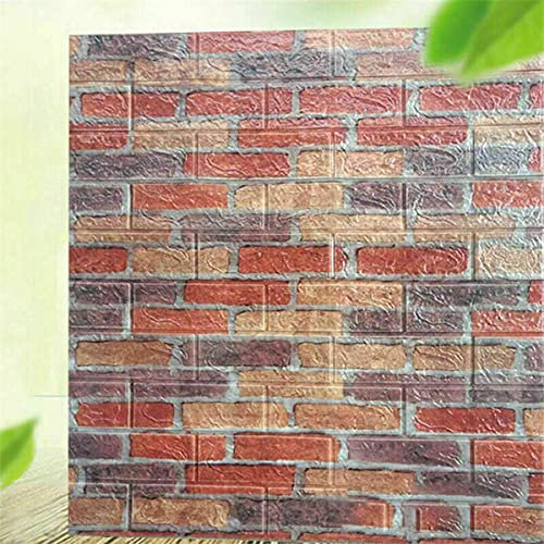 HEZHU 10 tlg 3D Tapete Wandpaneele Selbstklebend Ziegel Wasserfest Wandaufkleber (Farbe)